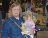 a happy shopper at the flea